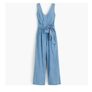 J. Crew Wrap-Tie Light-Blue Chambray Romper